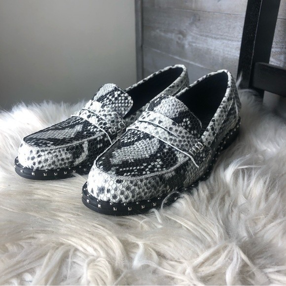 Sol sana Revolve 8 Lloyd snakeskin snake embossed cowhide leather loafers $170 v - Picture 6 of 8